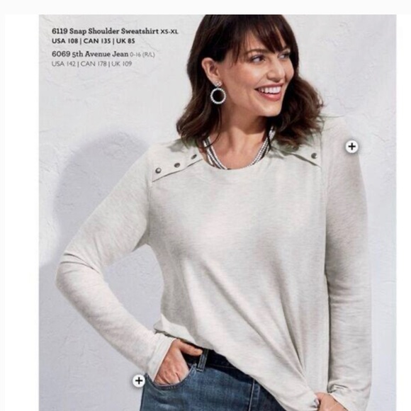 CAbi 6119 snap shoulder Long Sleeve Top (color dove) NWT - Picture 2 of 5